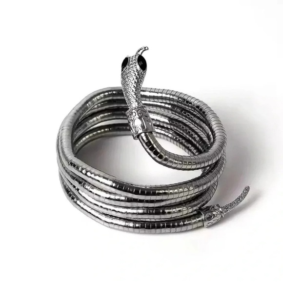 Serpenti Silver Metallic Magic Snake Cool Bendy Multilayer Necklace - Picture 3 of 14